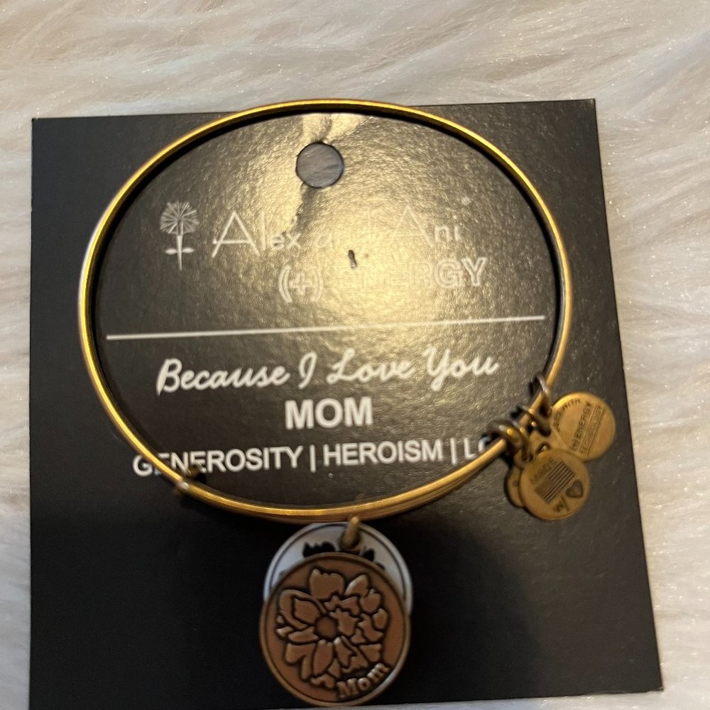 Alex and Ani Because I Love My Mom Gold Bangle